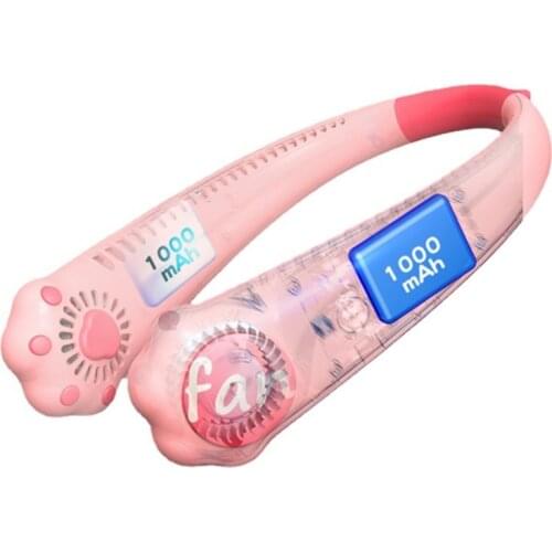 Portable Hands-Free Fan Personal Haning Neck Fan Cartoon Cat Ear-shaped Weararble Fan 6 hours Run Time for Kids Student