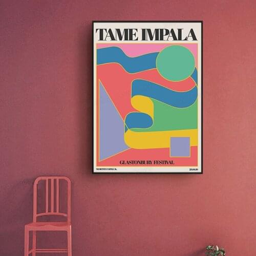 Tame Impala At Glastonbury Gig Poster Vintage Colorful Canvas Painting Retro Wall Pictures for Living Room Home Decor