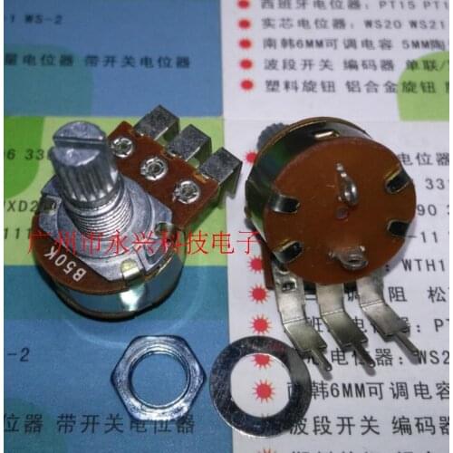 100PCS WH148 single B50K dimming control potentiometer with switch B503 3 feet foot pedicel length 15MM