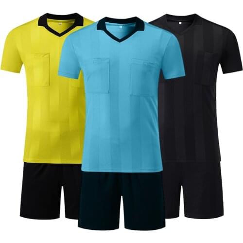 Professional Football Referee Jerseys Referee Shirt Short Sets Classical Color V-neck Men Soccer Judge Uniforms DIY Customized