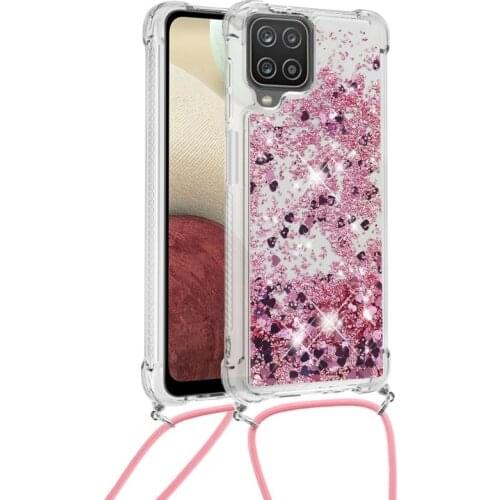 Shockproof Glitter Case For Samsung Galaxy A02S A12 A42 Necklace Strap Crossbody Lanyard Quicksand Covers For Galaxy A52 A72 A32