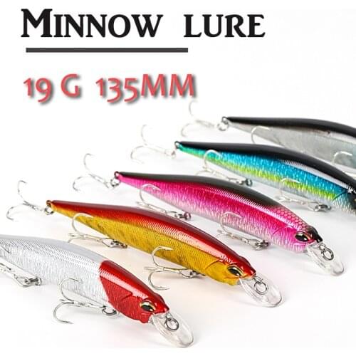 Fishing Lure135mm 19g Lifelike Multi Pike Muskie Hard Minnow Casting Bait Swimbait Crankbait Treble Hook quality wobblers minnow