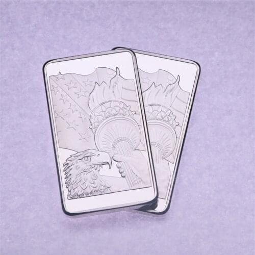 USA Eagle Statue of Liberty Commemorative Coins United State Rectangle Silver Souvenir Medallion Token Bar Badge