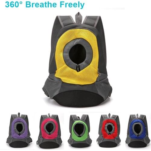 Outdoor Travel Dog Carrier Bags Front Bag Head Out Double Shoulder Backpack Nylon Portable for small dog Mesh Breathable Pet Bag