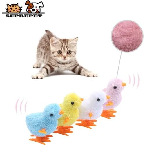 SUPREPET Cute Cat Toys Clockwork Jumping Chicken Pet Toy Fun Interactive Kittens Supplies Small Chicken Plush Product for Cats