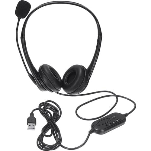 USB Noise Cancelling Microphone Headset Call Centre Office Headphones USB Binaural Wired Headset for Business Office Laptop