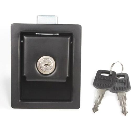 2 Set 82mmx68mm Black Carbon Steel Paddle Entry Door Latch With 2 Keys For Tool Box Lock Trailer Caravan Truck RV Accessories
