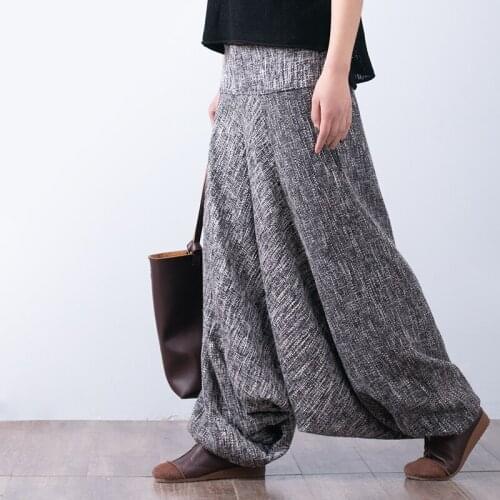 2017 female spring fluid linen casual pants harem pants wide leg pants culottes big crotch pants
