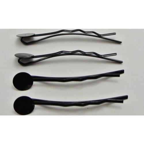 100 Black Metal Curved Bobby Hair Pin Clips 42mm with Pad