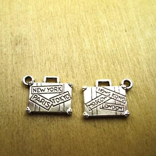 15pcs--13x15mm travelling bag charms travelling bag Pendants charms DIY necklace/ bracelets charms antique silver tone
