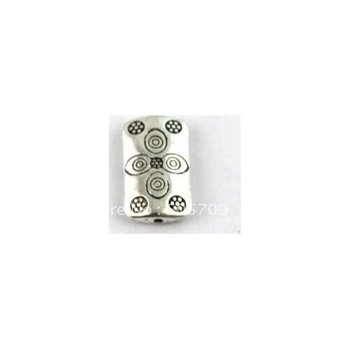 40 Tibetan silver floral rectangle spacer beads A8996