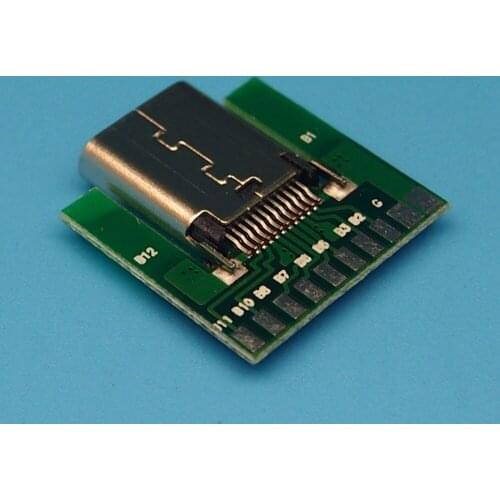 50pcs USB 3.1 Type C Connector 24Pins Female Socket adapter 24P USB-C with PCB Board