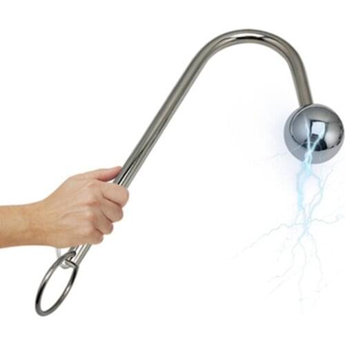 7 Sizes Metal Stainless Steel Electric Shock Anal Butt Plug G Spot Massage Single Bead Anus Hook Flirt BDSM Adult Sex Products