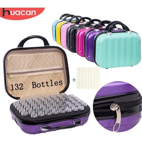 HUACAN Diamond Embroidery Accessories Hand Bag Zipper Container New 132 Bottles Diamond Painting Storage Box Tool