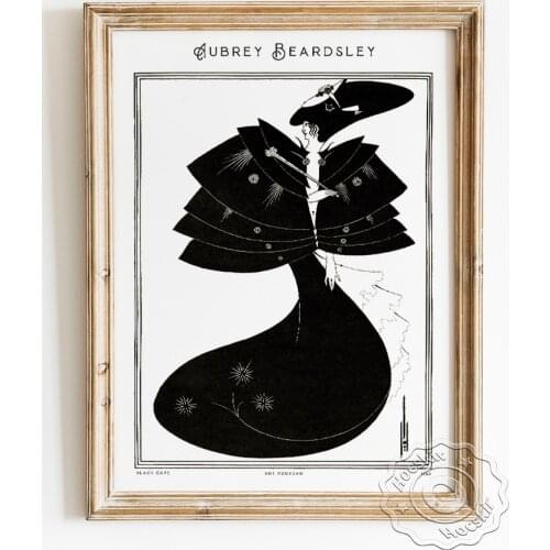 Aubrey Beardsley Exhibition Art Nouveau Museum Poster, The Black Cape Wall Picture, Stylish Elegant Home Decorative Painting