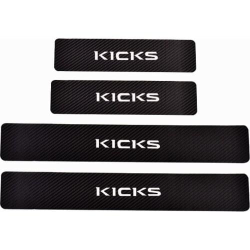 Car Accessories Car Door Sills For Nissan Kicks Door Threshold Plate Door Sill Scuff Plate Carbon Fiber Pu leather 4Pcs