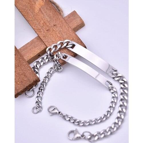 New Fashion Personalized Custom Engraving Couple His and Hers Stainless Steel Chain Bracelet