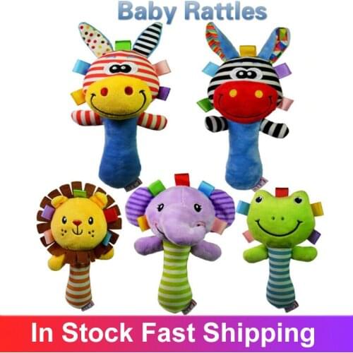 Baby Rattle Mobiles Cute Baby Toys Cartoon Animal Hand Bell Rattle Soft Toddler Plush Bebe Toys 0-12 Months Kids Toy Baby Gift