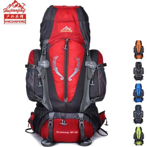 80L Travel Bag Camping Backpack Waterproof Nylon Large Capacity Sport Hiking Climbing Bag Trekking Mountaineering Rucksack