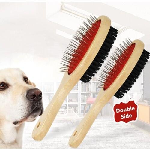 1PCs Double-sided Pet Comb Big Dog Brush Beauty Comb for Cats Dogs Hair Removal Soft Brush Wooden Pet Comb Grooming Dog Supplies