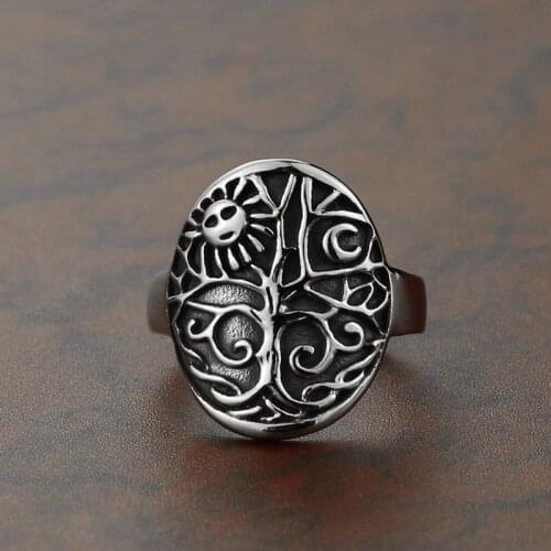 New Life Tree Ring Stainless Steel Life Tree Ring Titanium Steel Sun Flower Fun Personality Jewelry