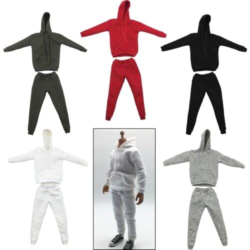 1/6 Action Figure Accessories Hooded Tops and Pants Set, Clothing for Kumik 12inch Male Figures