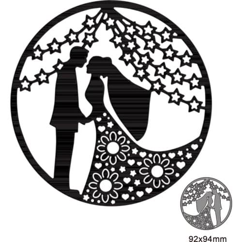 Round Frame Wedding Couple Metal Cutting Dies Mold Scrapbook Craft Mold Template Embossing Paper Mold Making New