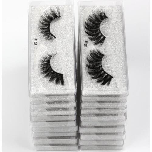 LANJINGLIN wholesale 10/20/30/40/50/100 pairs bulk 3d faux mink lashes natural long false eyelashes thick fluffy volume eyelash