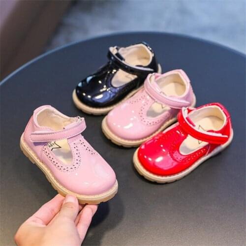 Hot Spring Autumn Sweet Girls Shoes Kids Leather Shoes With T-strap Baby Dress Shoes Fashion Princess Retro baby soft sole shoes