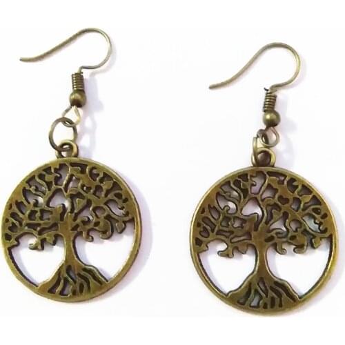 5cm Metal Life Tree Drop Earrings Bronze Tree Women Fashion Drop Earrings Jewelry Ear drop Personality Party Gifts
