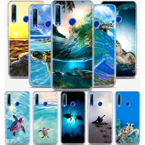 Cute Sea turtle coque Silicone Cover For Honor 30 30S 30i 9 10 9A 9C 9S 9N 10i 10X 9X Lite Pro 5G Phone Case