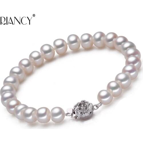 Multicolor Natural Freshwater Pearl bracelet for women 925 sterling silver pearl bracelet 9-10mm High quality Mom birthday gift