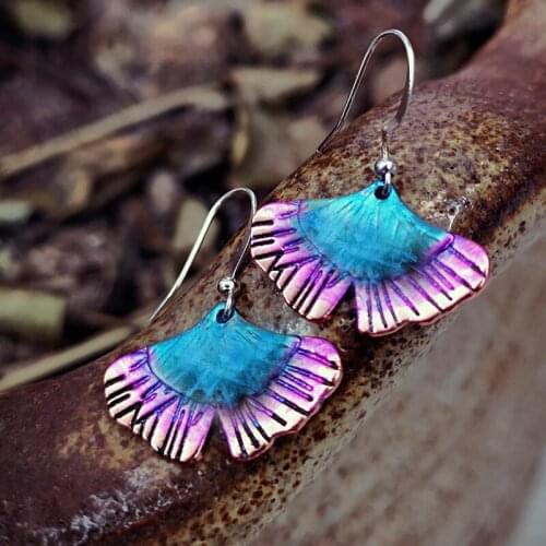 Fashion Elegant Ginkgo Leaf Long Drop Earrings for Women Mystic Colorful Bohemian Earring Jewelry Accessories Wholesale