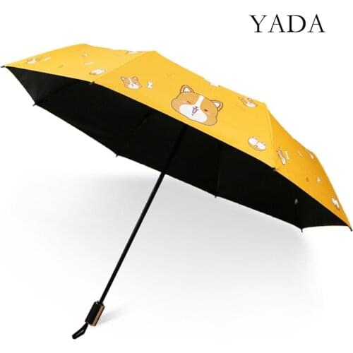 YADA Fashion Cartoon Lovely Dog Corgi Umbrella For Women UV Rainproof Umbrella Parasol Rain Manual Folding Umbrellas YD200149