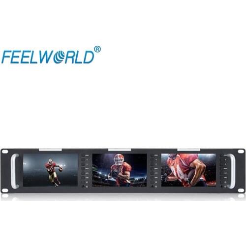 FEELWORLD T51 Triple 5" 2RU 800X480 Broadcast LCD Rack Mount Monitor with 3G-SDI, HDMI, AV input and output