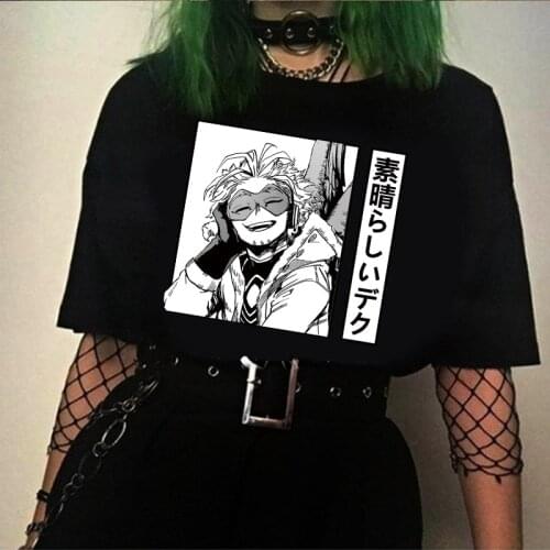 Men Anime T Shirt My Hero Academia Hawks Bnha Hip Hop Tops Tees Unisex