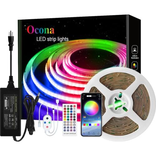 Set Bluetooth COB RGB LED Strip Light Home Decor Phone App Control Music 840LED DC 24V Flexible Ribbon Diode Tape DIY Backlight