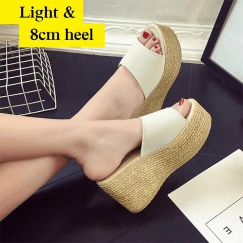 Platform Wedges Slippers Women Sandals New Female Shoes Fashion Heeled Shoes Muller Summer Mujer Casual Slides Slippers Women
