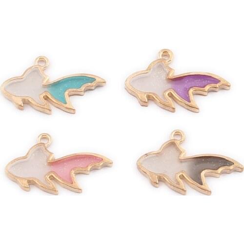 Wholesale 100pcs 26*16MM Double Colors Enamel Alloy Charms Kawaii Animal Fish Shape DIy Jewelry Earring Ornament Bracelet Charm