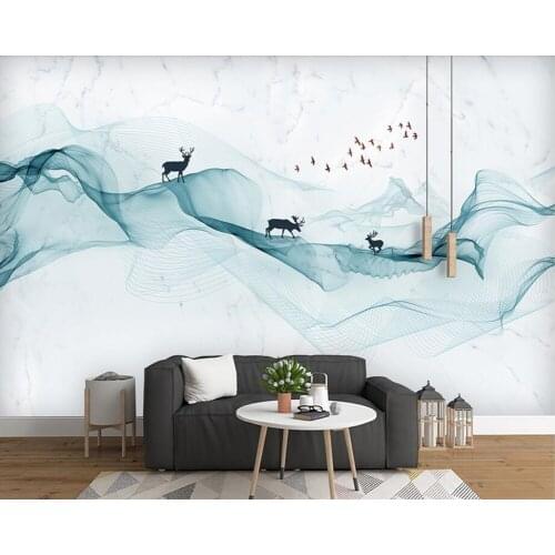 Papel de parede abstract ink lines smoke landscape water marble wallpaper,living room bar TV sofa wall bedroom kitchen 3d mural