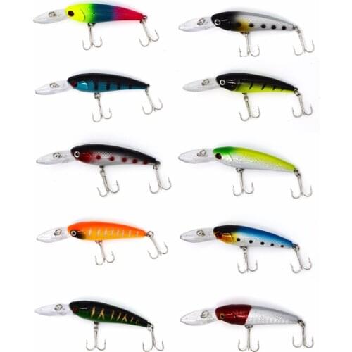 10 Pcs/lot 9cm 7.4g Artificial Hard Baits Pesca Fishing Lure Minnow Fishing lure Wobblers Tackle Bass Trout Bait Diving 3D eyes