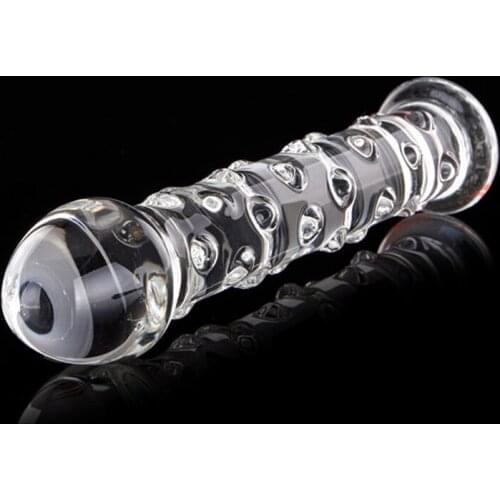 Transparent Bumps Pyrex Crystal Glass Dildo Penis Anal Butt Plug Sex Toys for Women Man Gay Masturbation