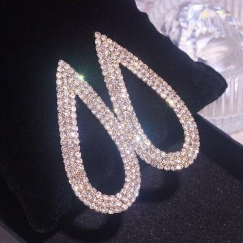 Trendy Water Drop Shape Crystal Stud Earrings for Women Bijoux Geometric Rhinestones Stud Earrings Wedding Big Earring Jewelry