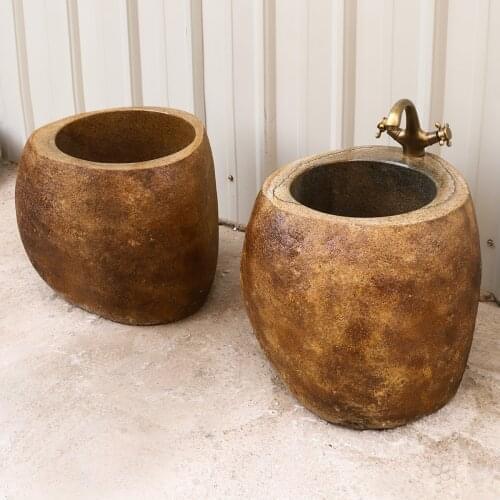 Natural Stone Mop Pool Cobblestone Art Mop Pool Mop Bucket Courtyard Mop Basin Outdoor Mop Sink Basin