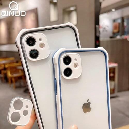 Silicone Bumper Case+Camera Lens Protection For iPhone 11 12 Pro Max XS X XR 7 8 Plus SE 2020 Shockproof Clear Transparent Cover