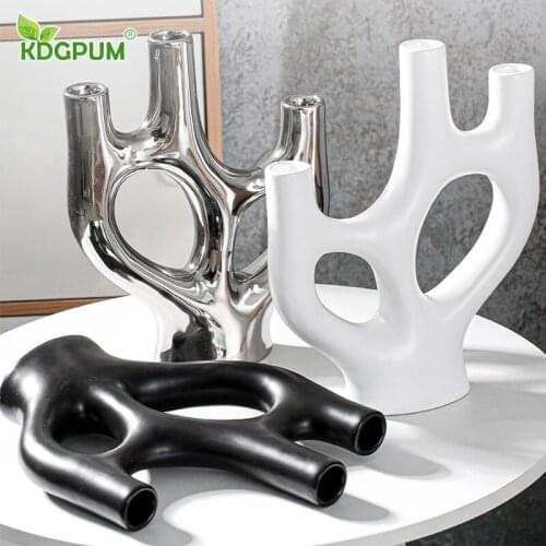 Modern Handmade Ceramic Vase Simple And Irregular Dried Flower Arrangement Nordic INS Style Home Decoration Ornaments