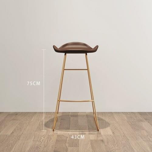 Customizable Bar High Chair Modern Minimalist Home Nordic Style High Stool Wrought Iron Back Bar Leather Stool