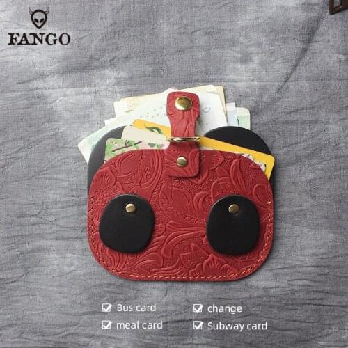 Real Leather double Card Bags Bus Card Holder Mens Credit Card Bag Mini Coin Purse Women Small Wallet