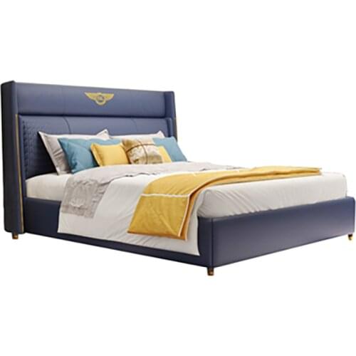 Light luxury master bedroom leather art bed double bed modern minimalist leather soft furnishing Italian postmodern wedding bed