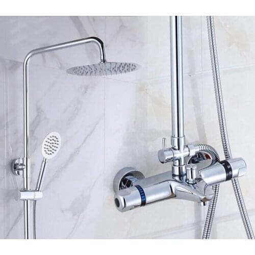 Bathroom thermostatic shower faucet shower head set,Wall mount shower faucet mixer,Brass shower faucet thermostatic mixing valve